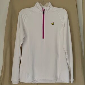 Magnolia Lane Collection white quarter zip pullover with 'The Masters' logo